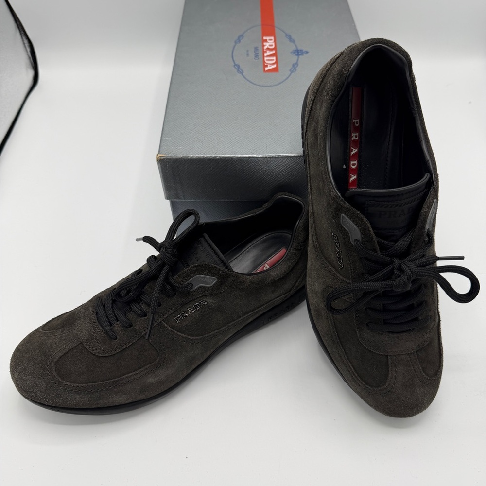 Prada Men's Grey Suede Sneakers